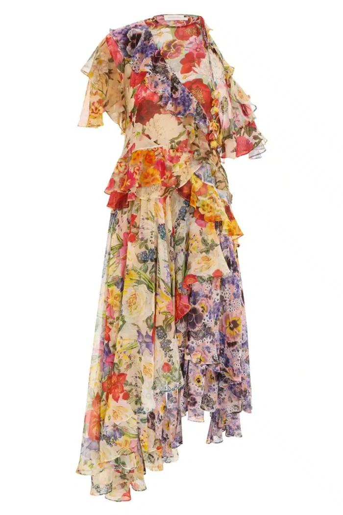 Zimmermann Wonderland flounce midi dress ghost