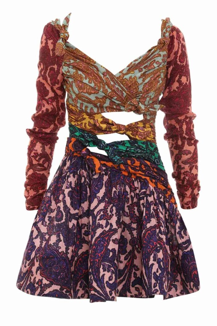 Zimmermann Tiggy Bow Mini Dress ghost