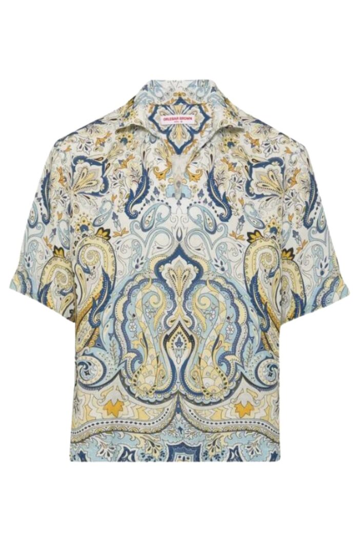 ORLEBAR BROWN Vincent Linen Shirt Fairground Multi-Blue