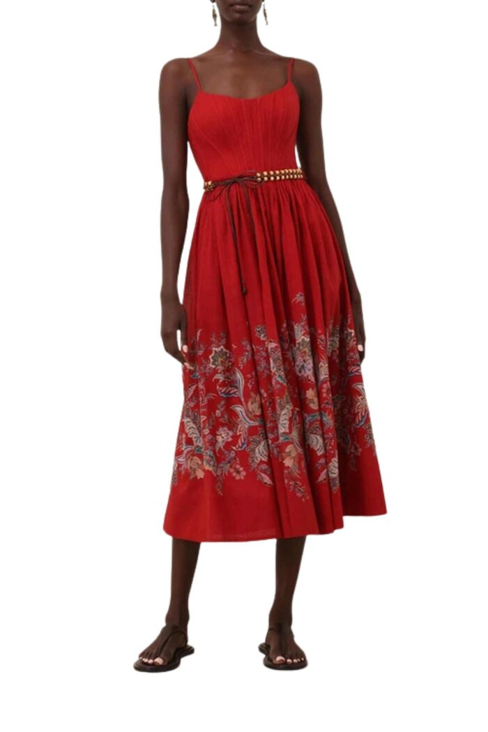 zimmermann rhiannon corset midi dress Zimmermann Red Corset Rhiannon Midi Dress