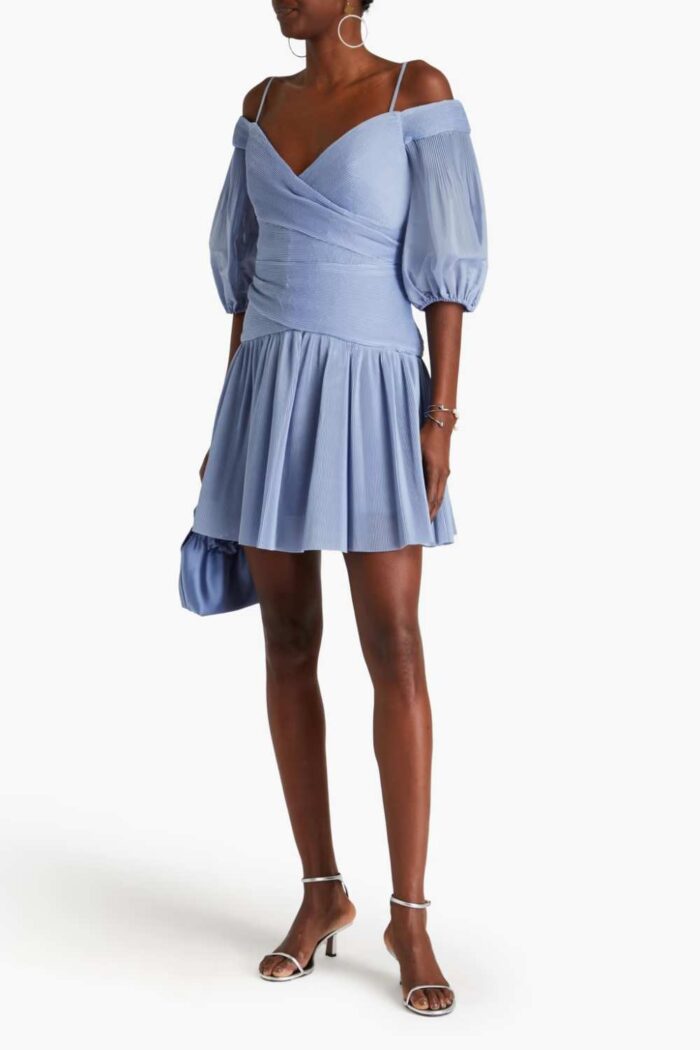 Zimmermann Pleated Mini Dusty Blue front