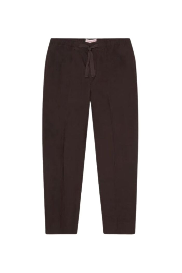 ORLEBAR BROWN Alex Linen Trousers Espresso ghost