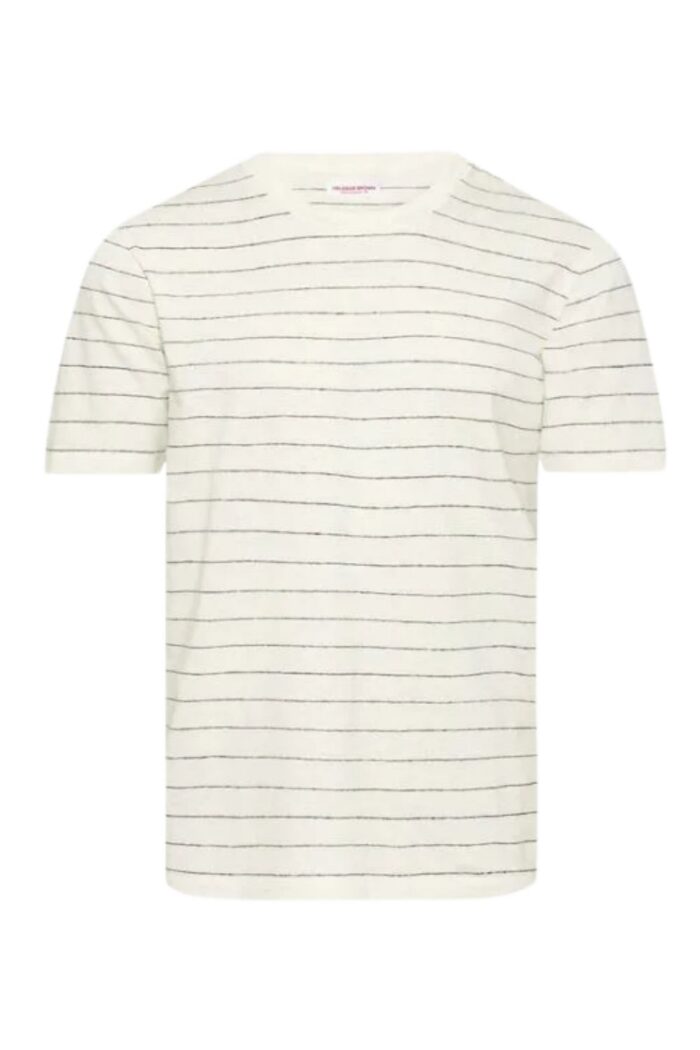 ORLEBAR BROWN Fabbian Linen Stripe T-shirt White Sand Night Iris ghost