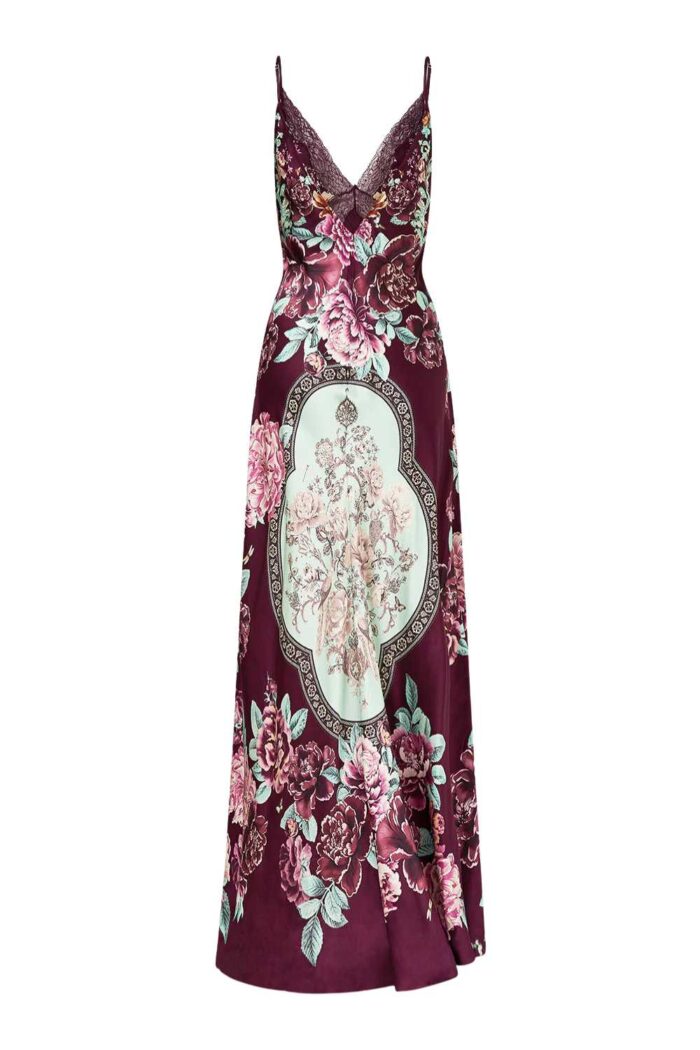 Camilla V Spliced Lace Slip Dress TILED IN TIME ghost