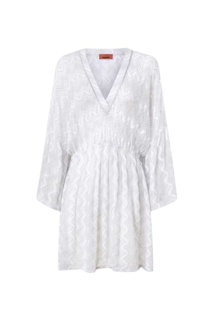 Missoni Cover-up dress in zig zag silver lamé ghost