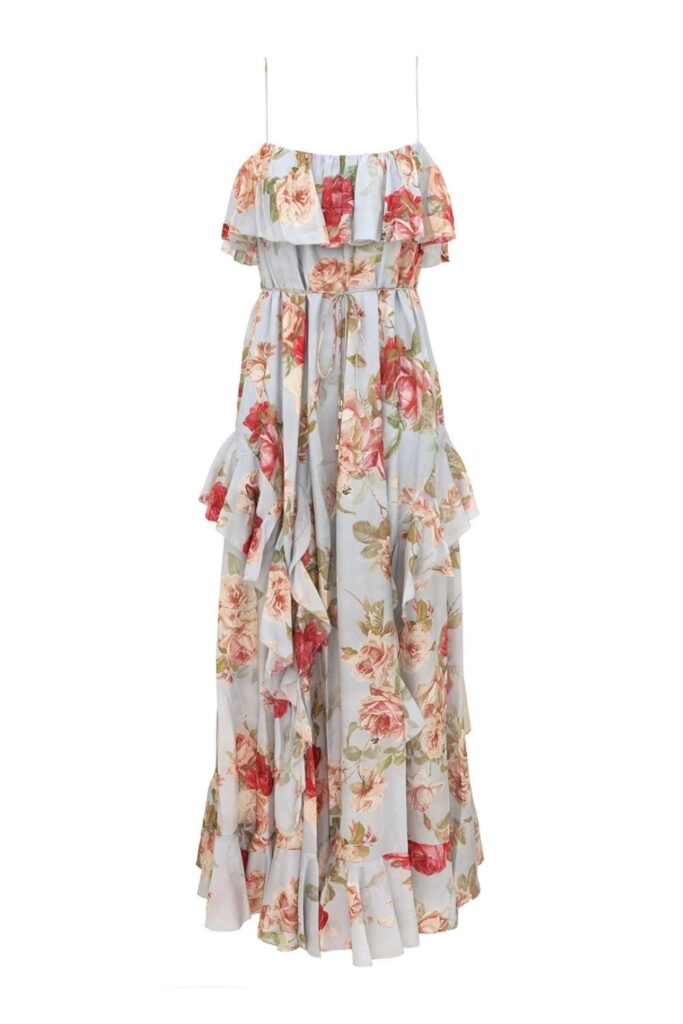 Zimmermann Roselight Frill Maxi Dress ghost