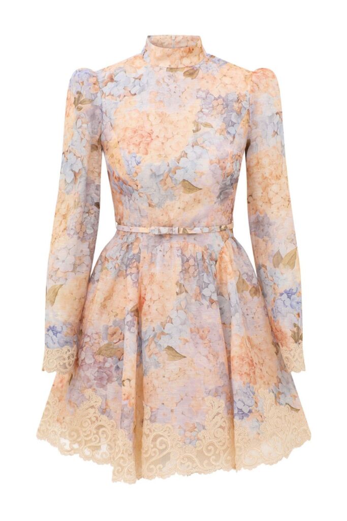 Zimmermann Valliant Panelled Mini Dress ghost
