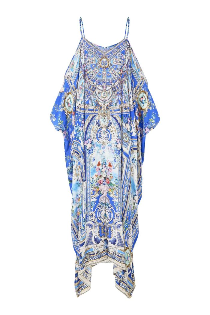 Camilla Drop Shoulder Strap Kaftan OTTOMAN OPULANCE ghost