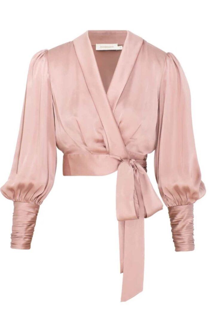 Zimmermann Silk Wrap Top Dusty Rose ghost