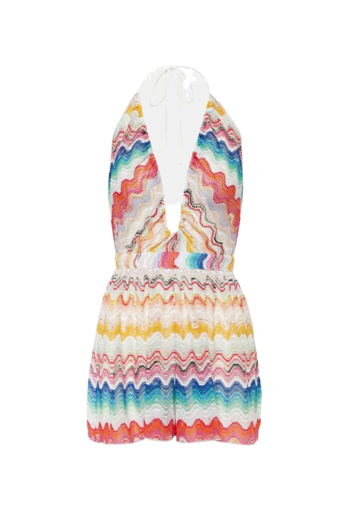 Missoni Zig Zag halterneck cutout playsuit ghost