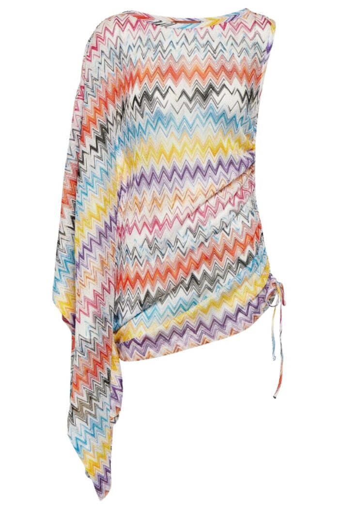 Missoni Zig-zag draped-sleeve minidress ghost