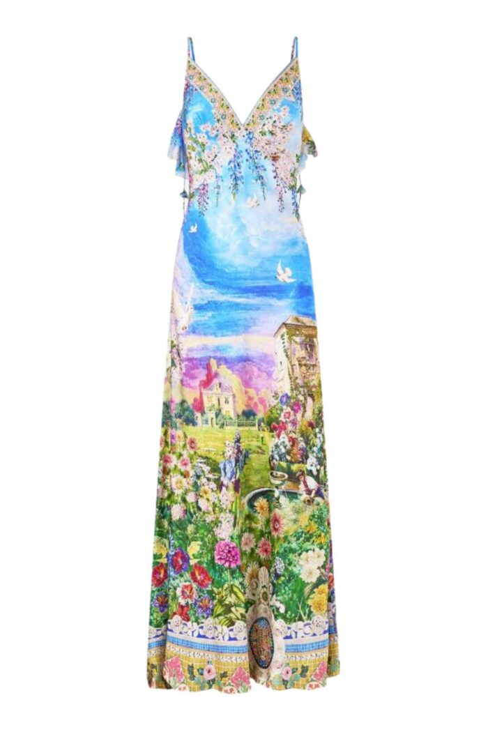 CAMILLA V neck Bias Slip Dress NAVAS NOUVEAU ghost