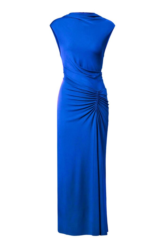 Simkhai Acacia Draped Jersey Midi Dress Royal Blue ghost