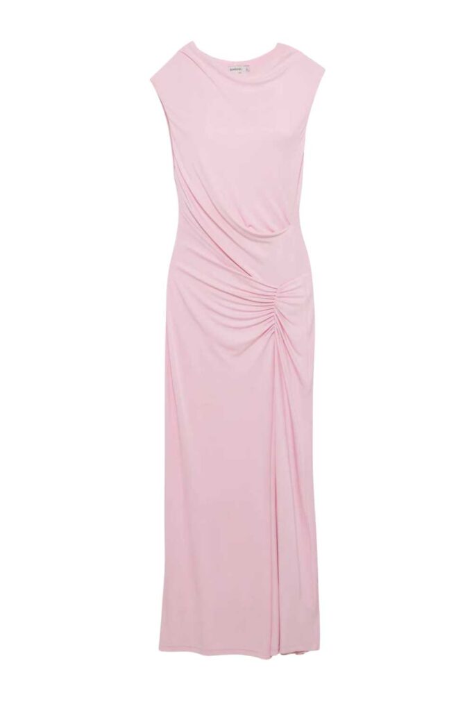 Simkhai Acacia Draped Jersey Midi Dress Tulip ghost