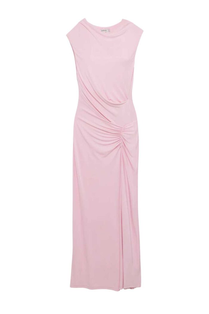 Simkhai Acacia Draped Jersey Midi Dress Tulip ghost