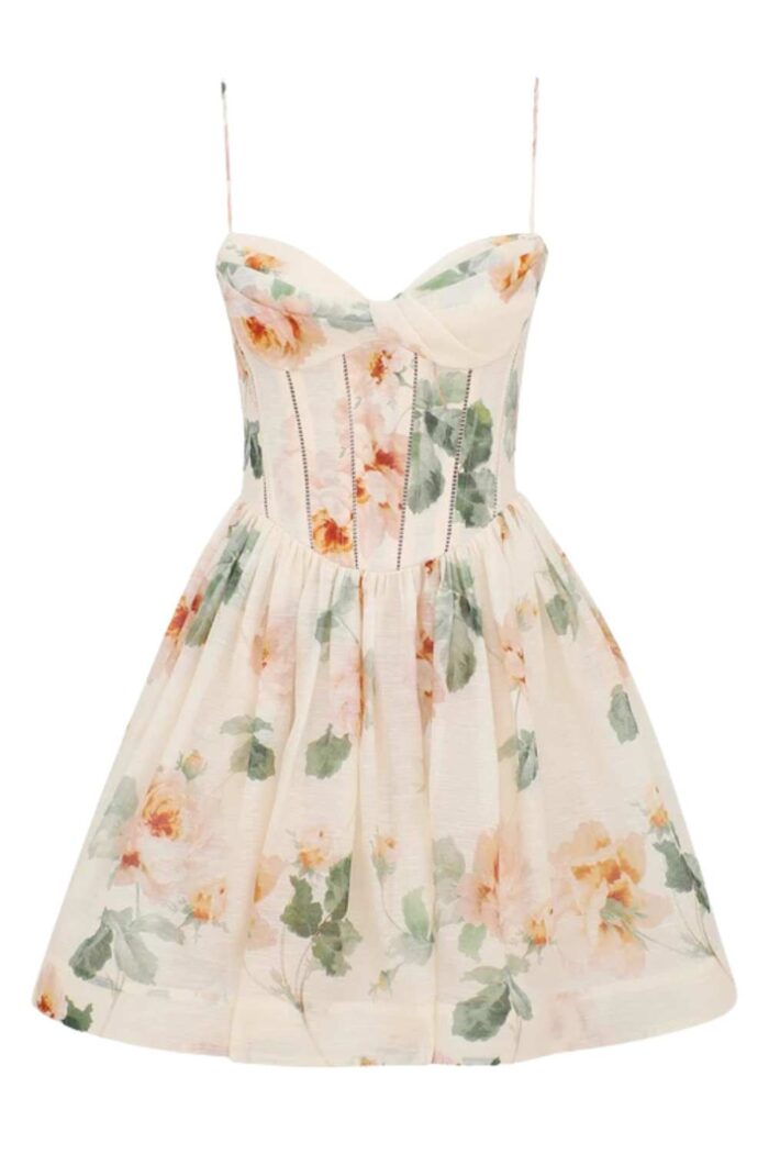 Zimmermann Carousel Corset Mini Dress ghost