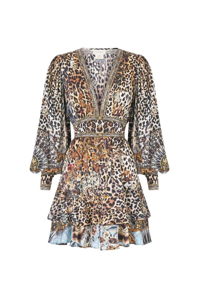 Camilla Button Front Frill Dress FIESTA SIESTA REPEAT ghost