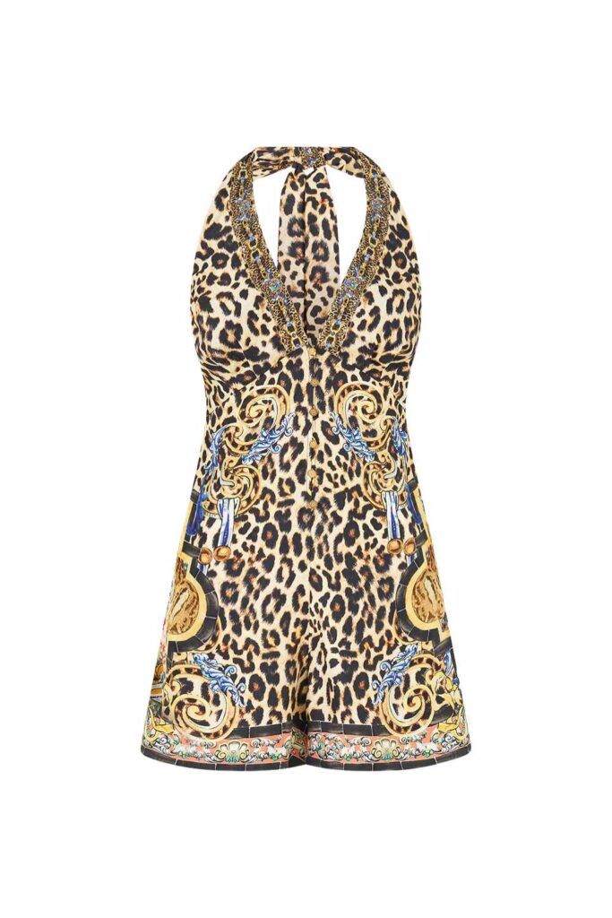 CAMILLA Button Front Halter Playsuit SEVILLIAN STYLE ghost