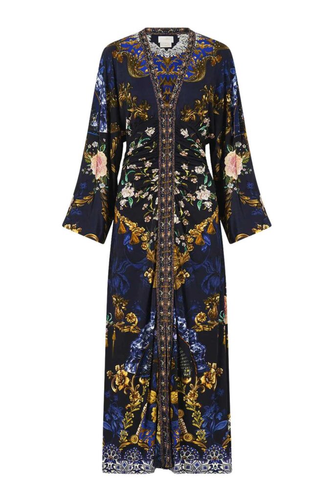 CAMILLA Wide Sleeve Gathered Midi Dress NOTES FROM BLUE ROOM ghost