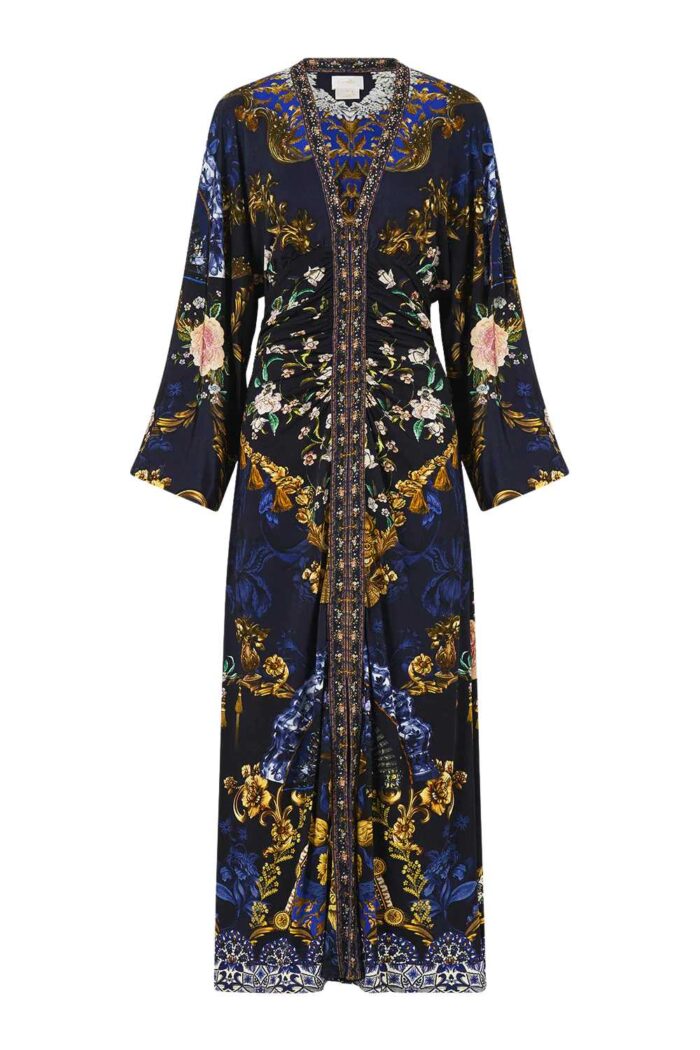 CAMILLA Wide Sleeve Gathered Midi Dress NOTES FROM BLUE ROOM ghost