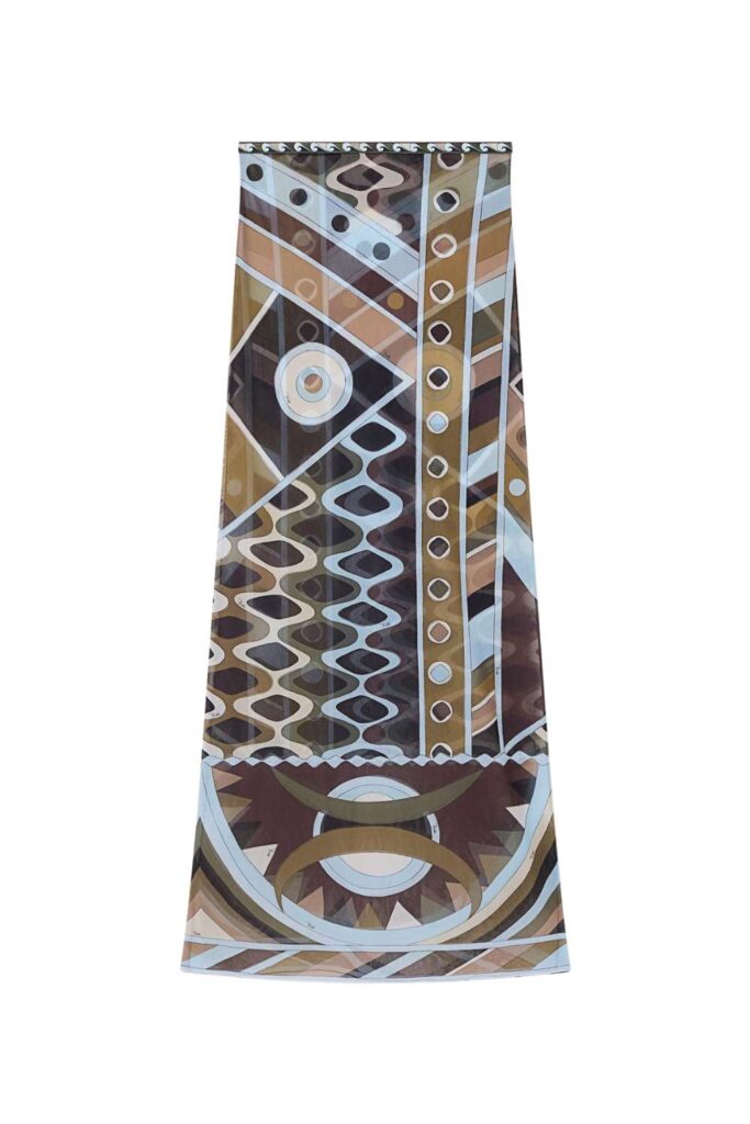 PUCCI Long Mesh Skirt Khaki Blue ghost