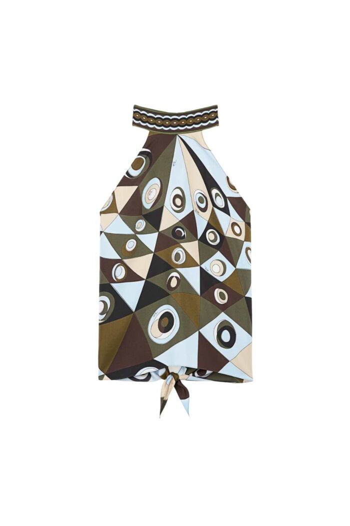 PUCCI OCCHI Less Top Khaki Blue ghost
