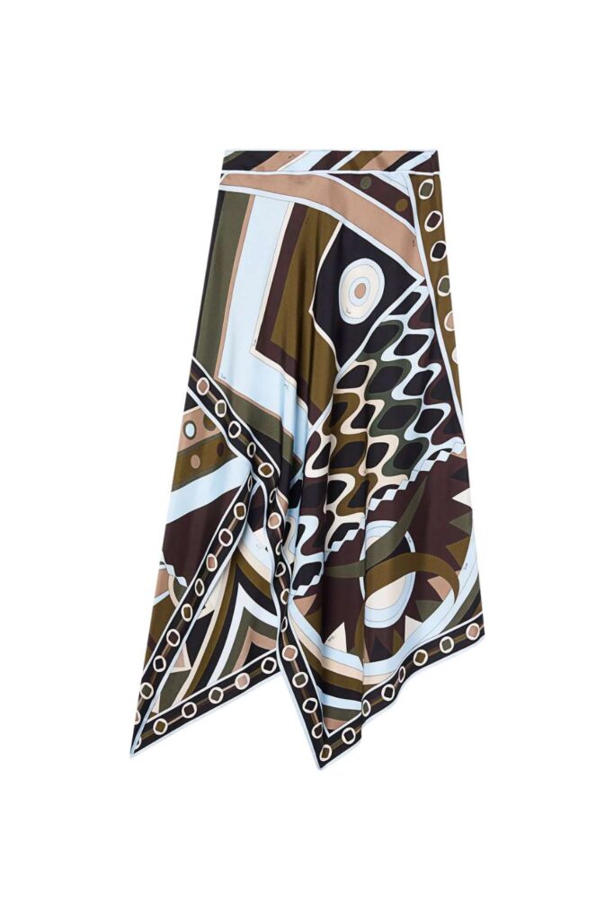 PUCCI OCCHI Skirt Silk Twill Pale Blue ghost