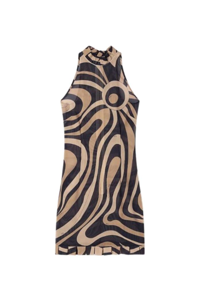 PUCCI S Less Short Dress Beige Nero ghost