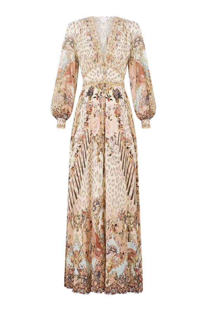 Camilla Button Dress w Shaped Waistband ARUNJUEZ ANIMALIA ghost