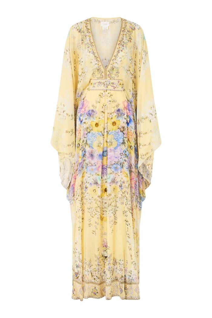 CAMILLA Long Kaftan w Waist Detail DARLING BUDS ghost