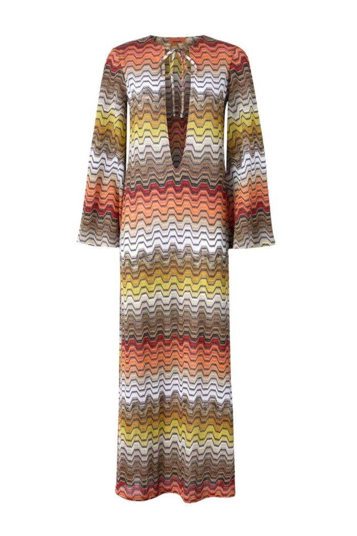 MISSONI Long Cover-up Dress Greek Motif ghost