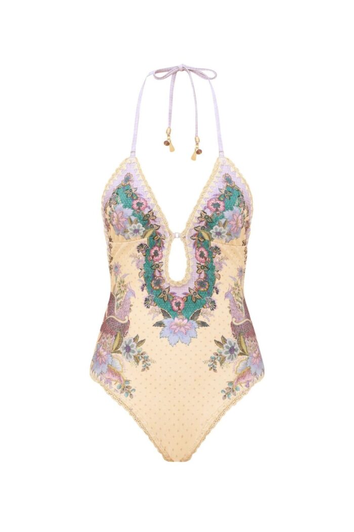 Zimmermann Indra Crochet Detail Floral Onepiece ghost