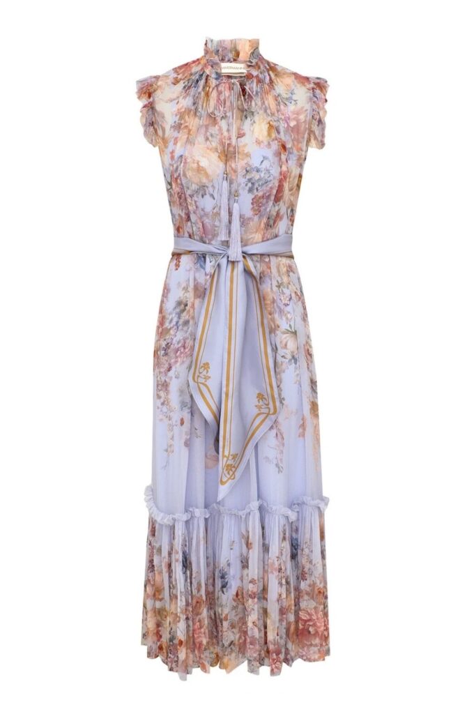 Zimmermann Valliant Flutter Midi Dress ghost