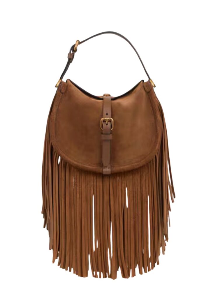 ETRO Small Suade Pony with Fringes Camel