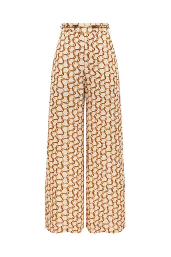 Zimmermann Belted Wide Leg Pant Cream Ribbon ghost