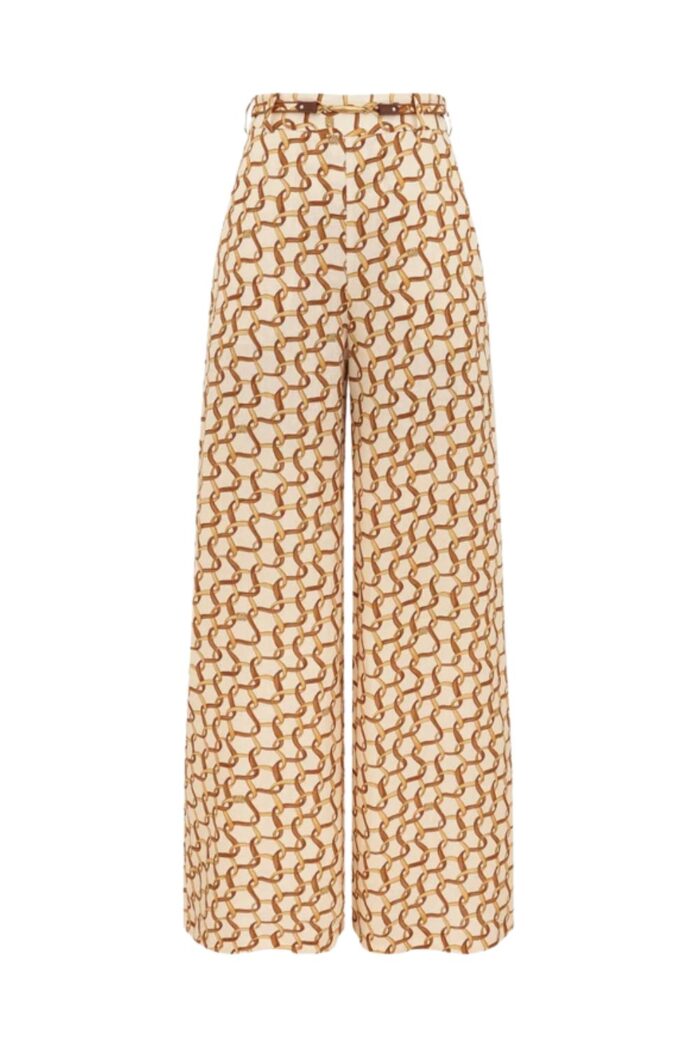 Zimmermann Belted Wide Leg Pant Cream Ribbon ghost